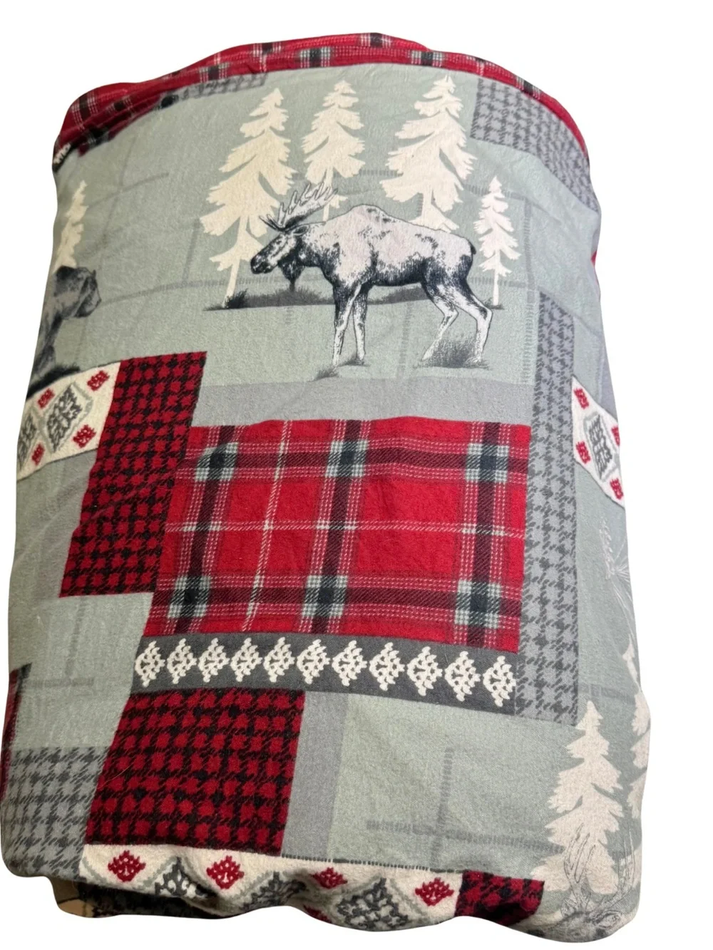 Cuddl Duds Red Lodge Flannel Plaid Reversible King Duvet Cover Winter Cozy Warm